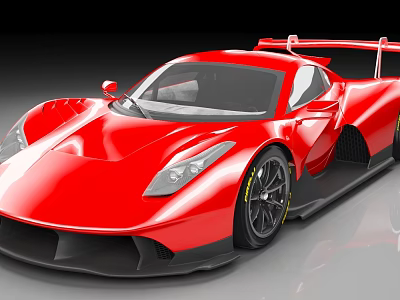 Red Aerodynamic High Performance Sports Car With Sleek Design And Rear Wing 3d model
