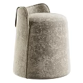 Modern Upholstered Stool With Soft Beige Fabric Backrest And Sturdy Design 3d model