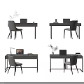 Modern Home Office Desk Setup With Laptop Chair Plant And Desk Lamp