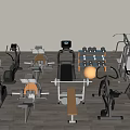Gym Sports Equipment Collection With Treadmill Dumbbells Weight Bench And Exercise Machines