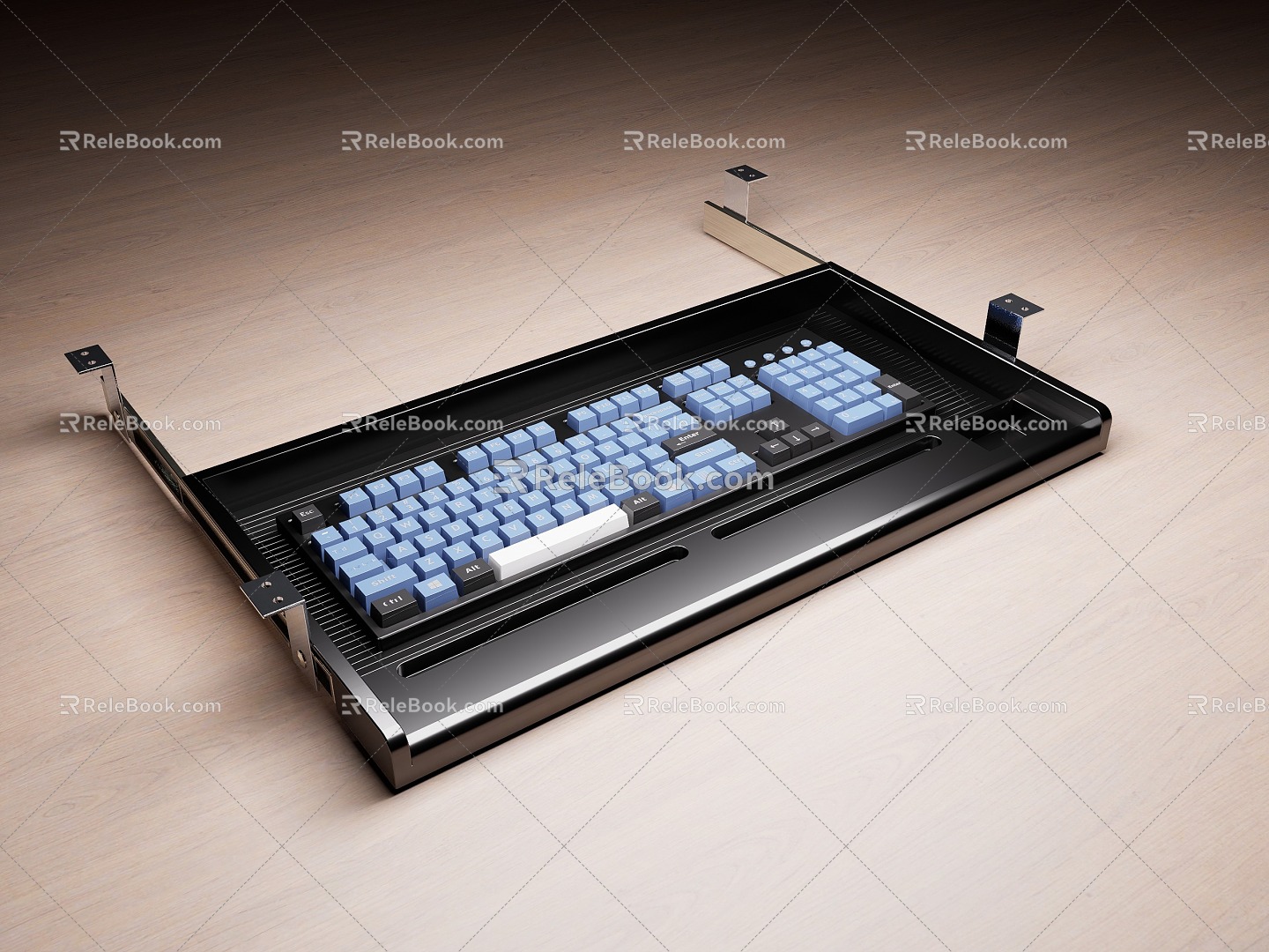 Desk computer keyboard drawer rack 3d model