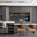 Modern Dining Table and Chair Combination Home Dining Table and Chair Water Bar Counter West Cabinet 3d model