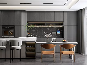 Modern Dining Table and Chair Combination Home Dining Table and Chair Water Bar Counter West Cabinet 3d model