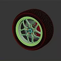 Sporty Tire Featuring Silver Alloy Wheel Red Brake Caliper And Aggressive Tread Pattern 3d model
