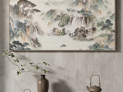 New Chinese Landscape Painting Texture Decorative Painting Italian Minimalist 3d model