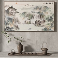 New Chinese Landscape Painting Texture Texture Decorative Painting Italian Minimalist 3d model