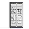 Elegant Display Cabinet Featuring Glass Doors And Glass Shelves With Dinnerware