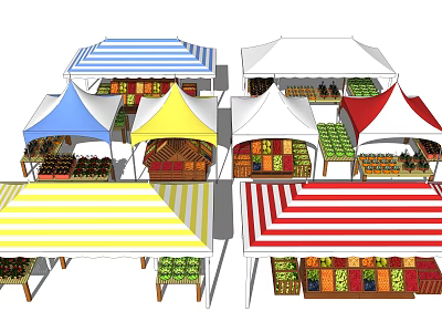 Modern Booth Vegetable Market Booth 3d model