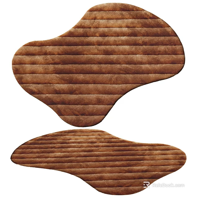 Modern Brown Striped Irregular Shaped Wall Decor With Textured Fabric Home Design 3d model 