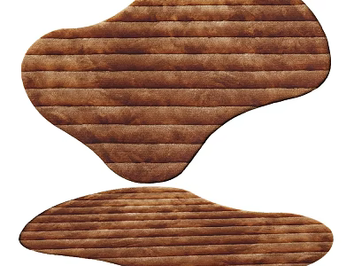 Modern Brown Striped Irregular Shaped Wall Decor With Textured Fabric Home Design 3d model