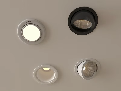 Modern Ceiling Downlights And Spotlights In Different Colors For Home Lighting 3d model
