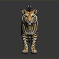 Orange and Black Striped Tiger With Spiked Mane Standing On Dark Reflective Surface