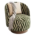 Elegant Floral Bird Pattern Accent Chair With Decorative Pillow And Throw Blanket