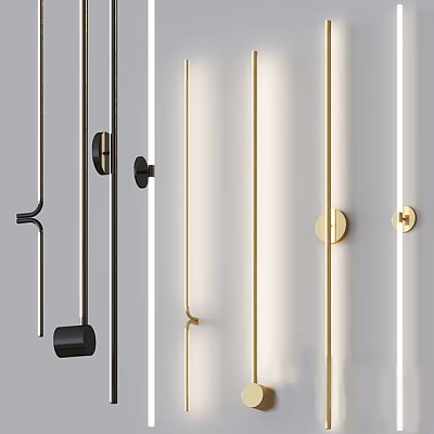 Modern Minimalist Wall Lamps With Black And Gold Design For Stylish Home Lighting 3d model