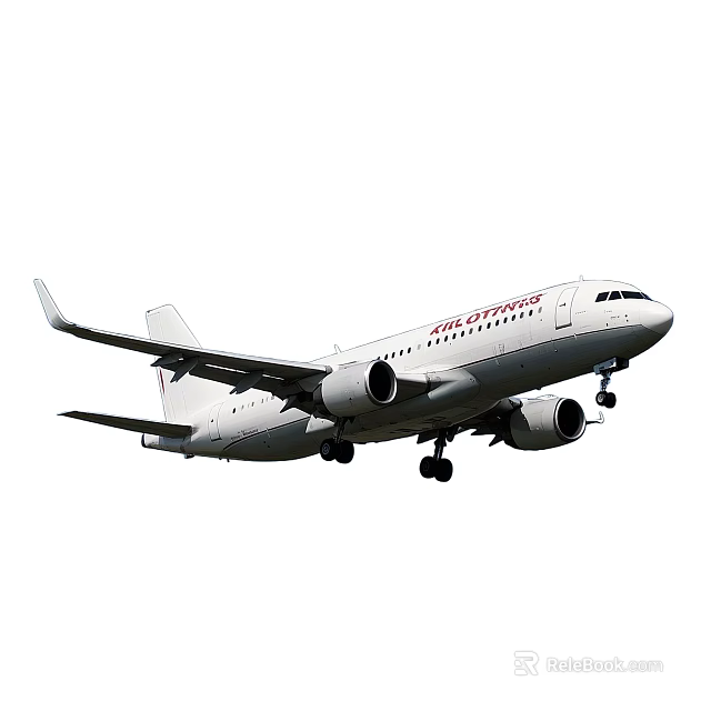 White Passenger Plane Taking Off With Extended Landing Gear And Engines 3d model 