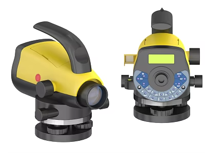 Yellow And Black Industrial Measuring Equipment With Digital Display Lens And Handle 3d model