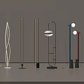 Modern Floor Lamps With Various Designs And Different Styles On Grey Background 3d model