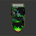 Sporty Recreational Boat With Green Black And American Flag 160H Logo Open Top Driver Seat