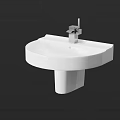 Sleek Modern White Washbasin With Smooth Surface Chrome Faucet And Simple Design