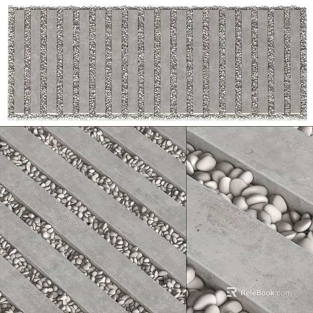 Stone and Wood Combined Decorative Panel with Natural Texture Interior Design 3d model 