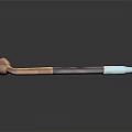 Decorative Pipe Shaped Weapon With Wooden Purple And Light Blue Accents