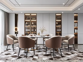 Light Luxury Dining Table and Chair Combination 3d model