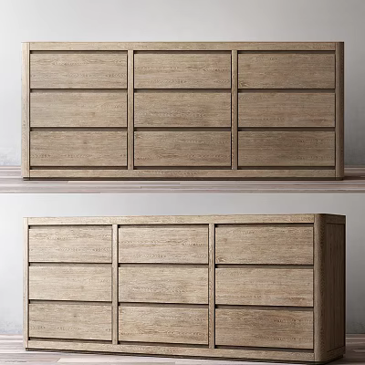 Wooden Entryway Console Table and Side Cabinet with Multiple Drawers Natural Wood Tone Storage Design 3d model