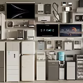 Modern Collection Of Daily Household Appliances Including Refrigerators Washing Machines TVs And Vacuum Cleaners