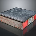 Cartoon Scene Square Building With Gray Textured Roof Red Brick Base And Colorful Panels