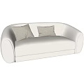 Modern Minimalist Light Colored Two Seater Sofa With Rounded Armrests And Soft Cushions