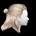 Game and Movie Character 3D Head Model With Long Blonde Hair and Center Part Design