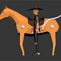 Orange Toy Horse And Cowboy Hat Figure With 3D Design For Home Decoration