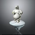 Cute White Polar Bear Cartoon Figure Standing On Iceberg Platform