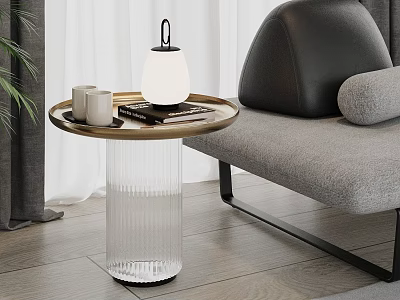 Side Table Curtain Sofa Decoration Table Lamp Tea Cup 3d model