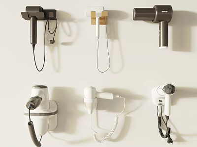 Variety of Hair Dryers in Wall Mounted 3d model
