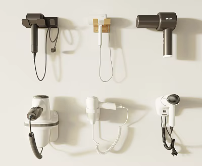 Variety of Hair Dryers in Wall Mounted 3d model