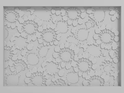 Elegant Modern Background Wall With Intricate Decorative Floral Relief Design 3d model