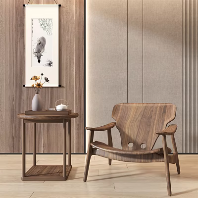 New Chinese Style Leisure Chair Wooden Chair 3d model