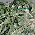 Comprehensive Aerial Planning for Mountainous Landscape with Green Lake Roads and Topographic Details