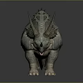 Realistic Triceratops Dinosaur Model With Detailed Scaled Texture Spiked Back And Horned Head