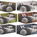Comfortable Modern Soft Upholstered Kids Bed With Cute Panda Pillows And Multiple Color Choices