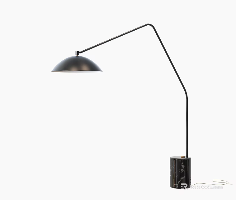 Modern Curved Arm Floor Lamp With Stylish Marble Base For Home Living Room 3d model 