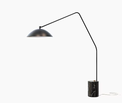 Modern Curved Arm Floor Lamp With Stylish Marble Base For Home Living Room 3d model