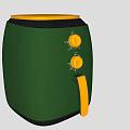 Two Green Air Fryers With Golden Lids Orange Handles And Control Knobs For Modern Kitchens