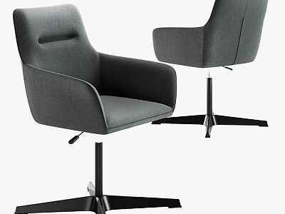 Gray Fabric Upholstered Office Chair With Modern Design Armrests And Swivel Base 3d model