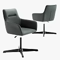 Gray Fabric Upholstered Office Chair With Modern Design Armrests And Swivel Base