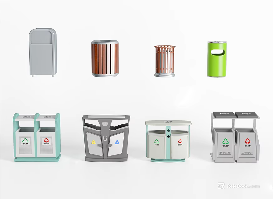 Public Facilities Trash Bins With Various Designs And Recycling Functions For Public Use 3d model 