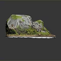 Wood Stone Natural Decorative Model With Moss Covered Rocks And Earthy Wooden Base