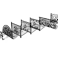 Decorative Wrought Iron Railings With Ornate Patterns And Various Design Styles 3d model