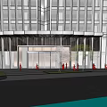 Modern Tall Office Building In Urban Area With Surrounding Buildings Green Spaces And Roads